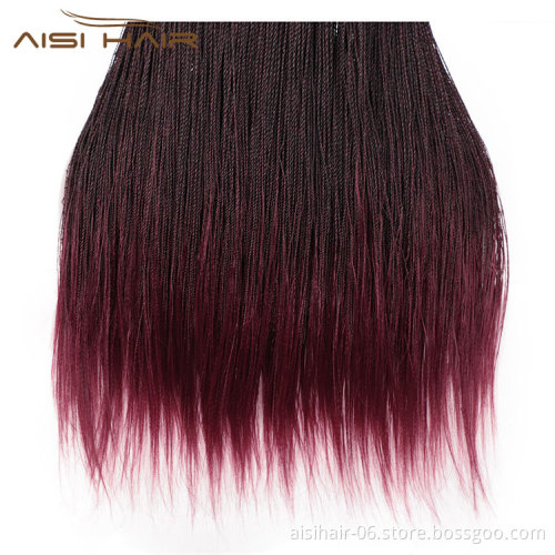 Aisi Hair Senegalese Twist Braided Lace Front Long Wigs Synthetic Ombre Wine Red Lace Front Long Braided Wigs For Black Women